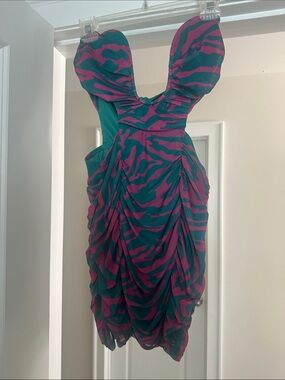 PrettyLittleThing Zebra Print Cutout Ruched Mini Dress